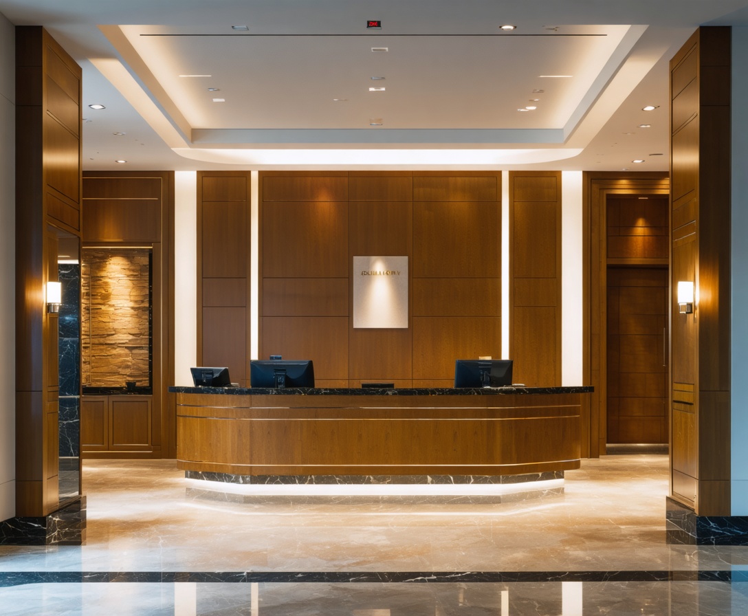 Interior of high-end corporate office with architectural lighting